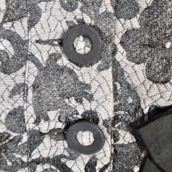 Betsey Johnson Jacket Womens 2 Black Brocade Peplum Runway Gothic Chic - Picture 5 of 16